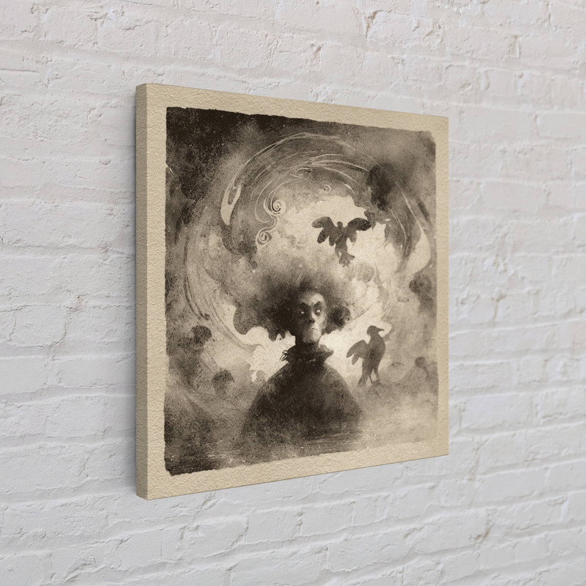 The Lake Phantom, Symbolist Dream Art, Square Wall Art, Dark Fantasy Wall Art, Framed Canvas Print, Halloween Wall Art