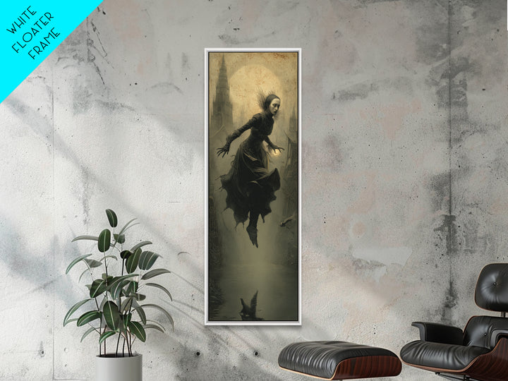 The Lake Phantom, Surreal Apocalyptic Art, Tall Narrow Wall Art, Dark Fantasy Wall Art, Canvas Print, Halloween Wall Art