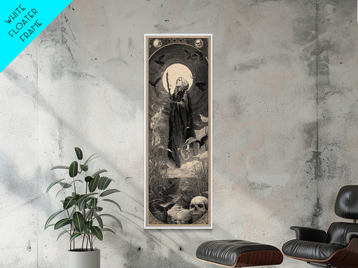 The Salt-Marsh Witch, Gothic Engraving Art, Tall Narrow Wall Art, Dark Halloween Decor, Canvas Print, Halloween Wall Art