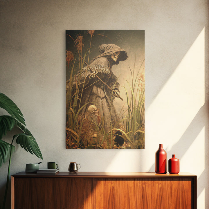 The Salt-Marsh Witch, Danse Macabre Art, Vertical Wall Art, Dark Fantasy Wall Art, Canvas Print, Halloween Wall Art