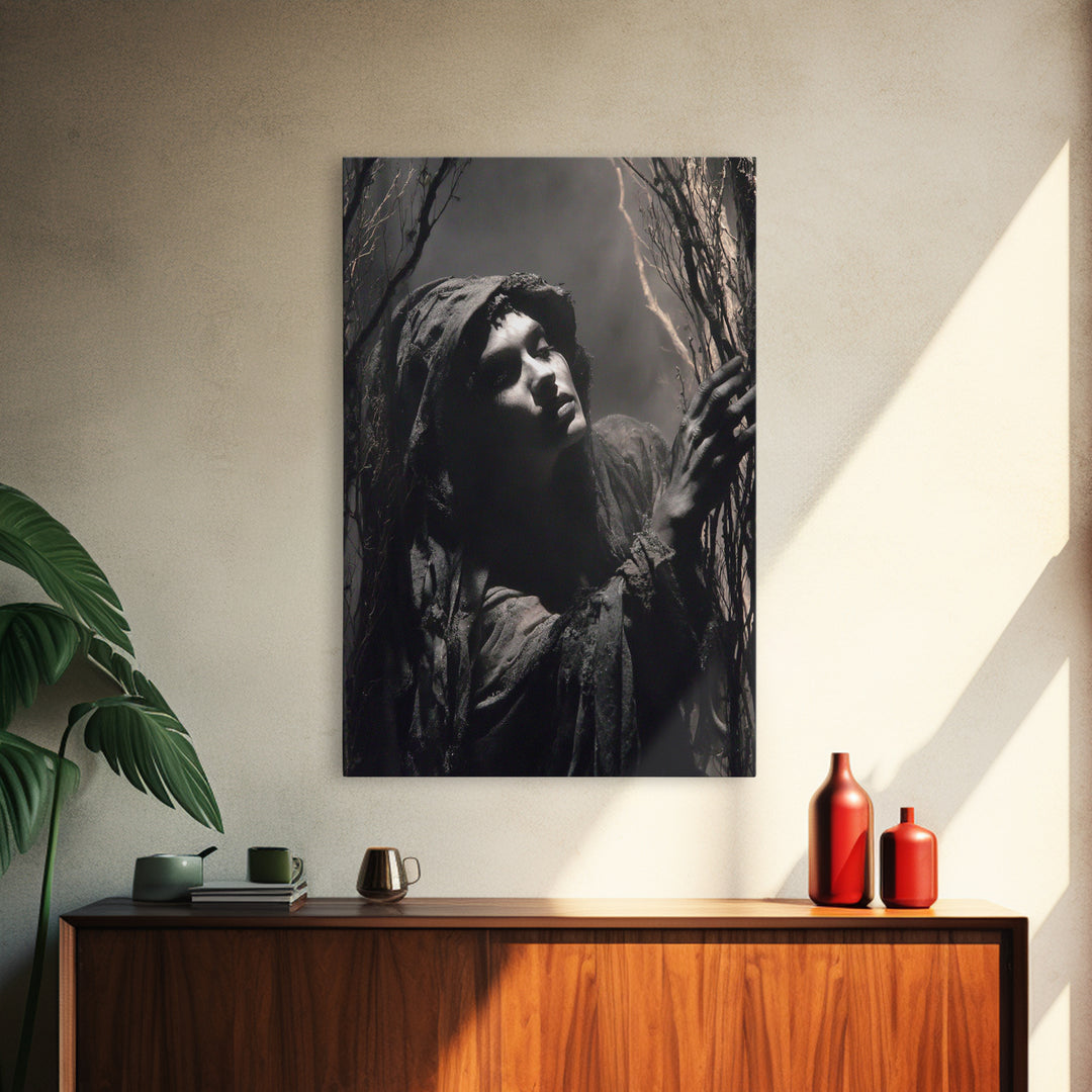 The Salt-Marsh Witch, Gothic Nightmare Art, Vertical Wall Art, Gothic Horror Wall Art, Canvas Print, Halloween Wall Art