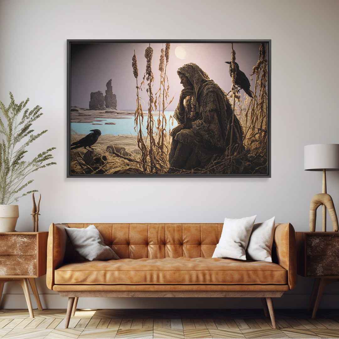 The Salt-Marsh Witch, Romantic Gothic Landscape, Landscape Wall Art, Macabre Wall Art, Framed Canvas Print, Halloween Wall Art