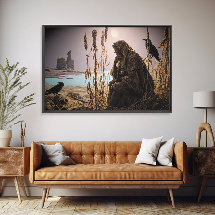 The Salt-Marsh Witch, Romantic Gothic Landscape, Landscape Wall Art, Macabre Wall Art, Framed Canvas Print, Halloween Wall Art