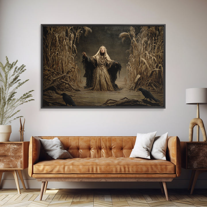 The Salt-Marsh Witch, Symbolist Gothic Landscape, Landscape Wall Art, Gothic Horror Wall Art, Framed Canvas Print, Halloween Wall Art