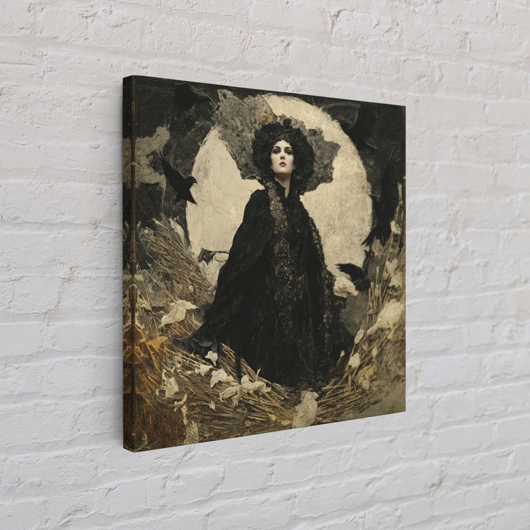 The Salt-Marsh Witch, Dark Symbolist Art, Square Wall Art, Dark Fantasy Wall Art, Canvas Print, Halloween Wall Art