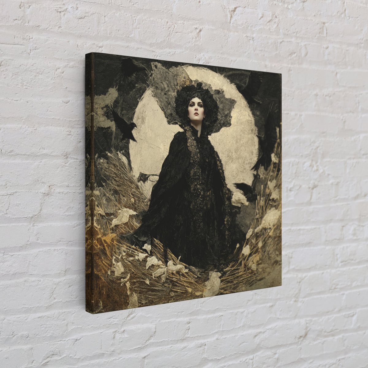 The Salt-Marsh Witch, Dark Symbolist Art, Square Wall Art, Dark Fantasy Wall Art, Canvas Print, Halloween Wall Art