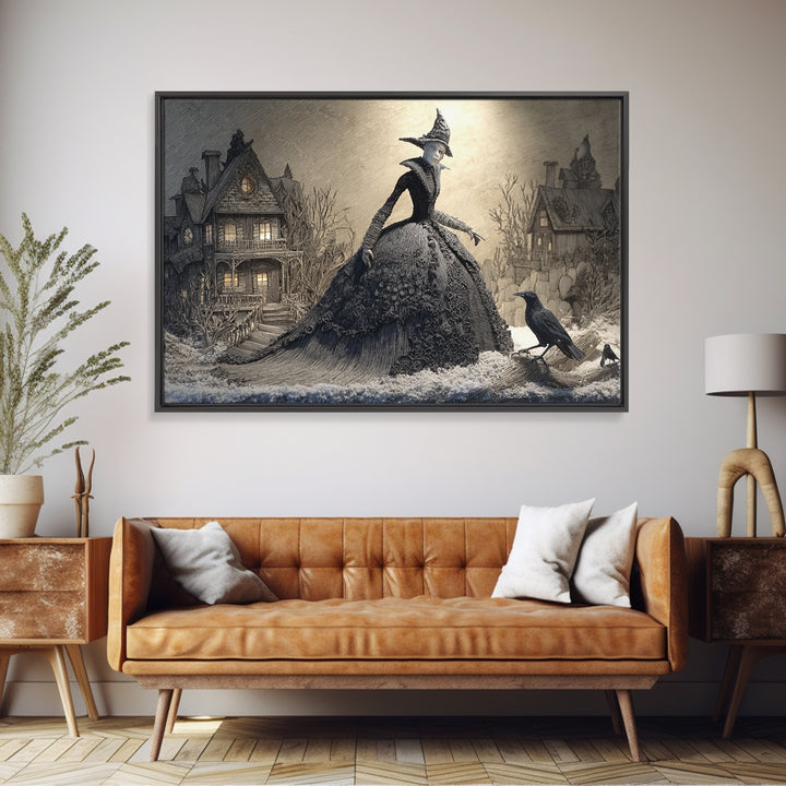 The Salt-Marsh Witch, Victorian Macabre Art, Landscape Wall Art, Macabre Wall Art, Canvas Print, Halloween Wall Art