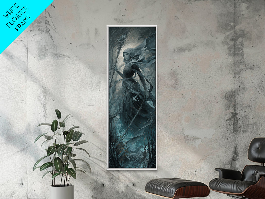 The Salt-Marsh Witch, Surreal Apocalyptic Art, Tall Narrow Wall Art, Macabre Wall Art, Canvas Print, Halloween Wall Art