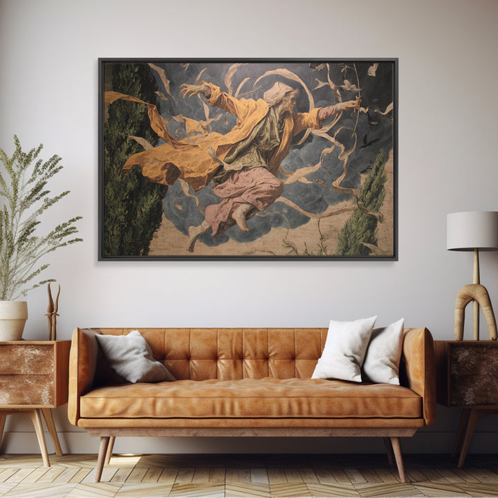 The Stone-Circle Spirit, Dark Renaissance Art, Landscape Wall Art, Macabre Wall Art, Framed Canvas Print, Halloween Wall Art