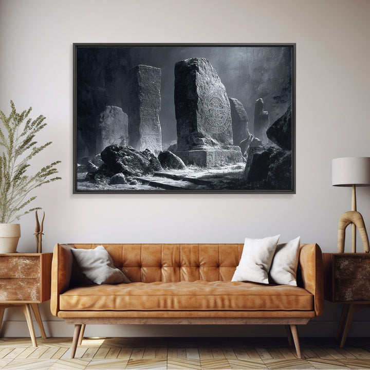 The Stone-Circle Spirit, Architectural Etching Art, Landscape Wall Art, Dark Fantasy Wall Art, Canvas Print