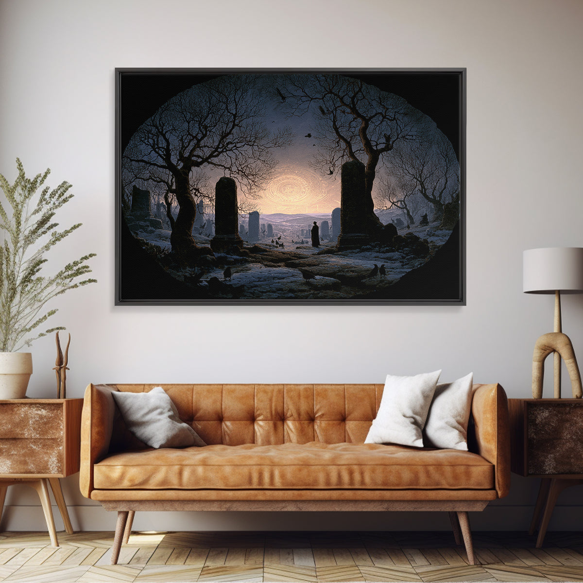 The Stone-Circle Spirit, Romantic Gothic Landscape, Landscape Wall Art, Dark Halloween Decor, Canvas Print, Halloween Wall Art