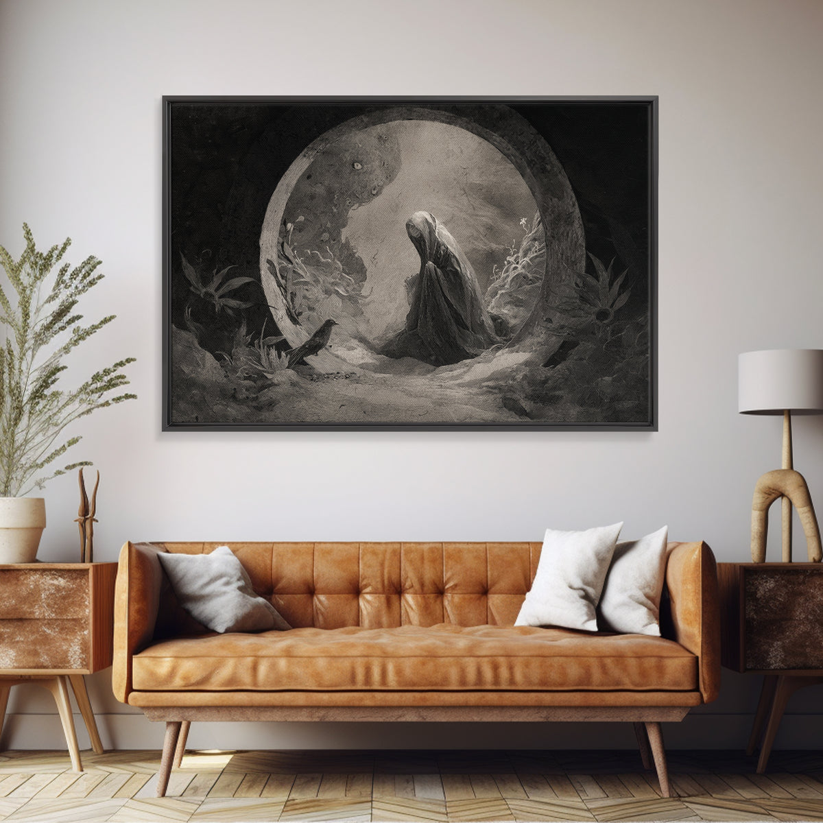 The Stone-Circle Spirit, Symbolist Dream Art, Landscape Wall Art, Gothic Horror Wall Art, Canvas Print, Halloween Wall Art