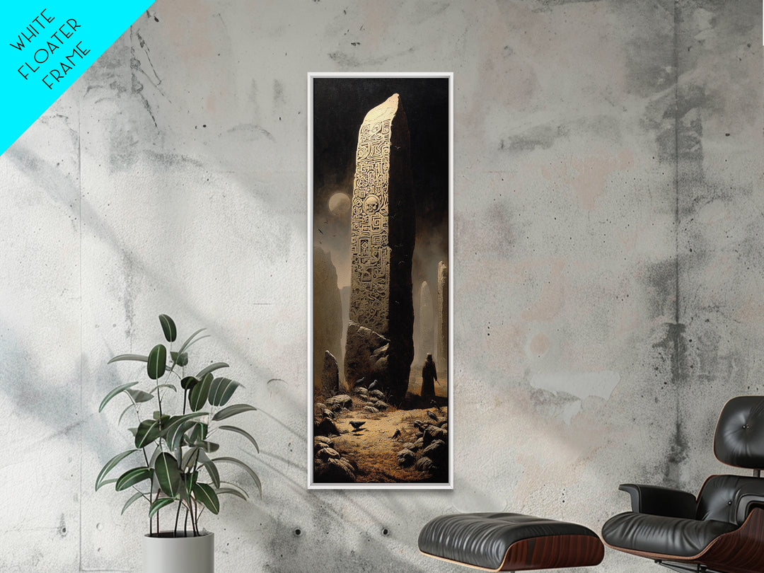 The Stone-Circle Spirit, Surreal Apocalyptic Art, Tall Narrow Wall Art, Dark Fantasy Wall Art, Framed Canvas Print