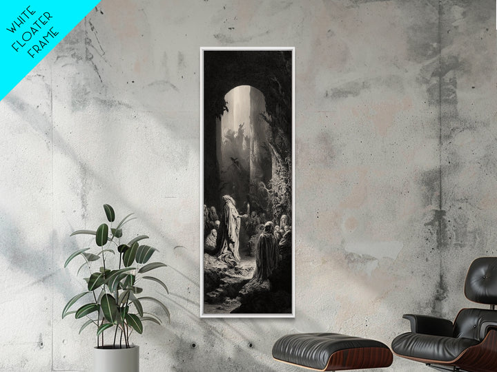 The Cave Oracle, Gothic Engraving Art, Tall Narrow Wall Art, Dark Halloween Decor, Framed Canvas Print, Halloween Wall Art