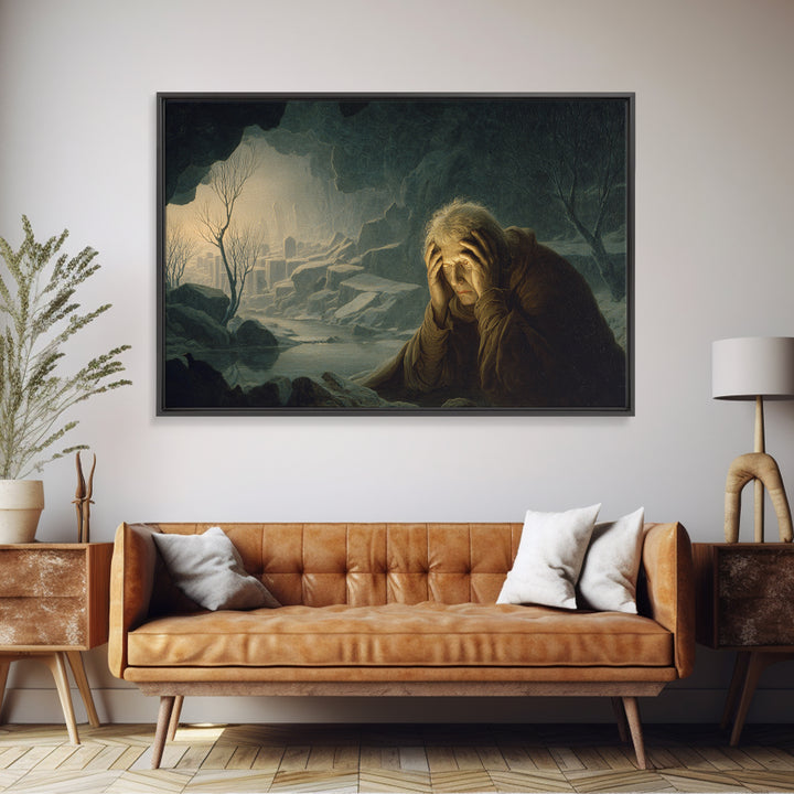 The Cave Oracle, Romantic Gothic Landscape, Landscape Wall Art, Gothic Horror Wall Art, Framed Canvas Print, Halloween Wall Art