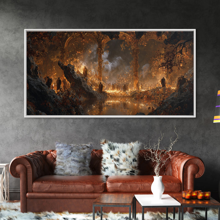 The Cave Oracle, Apocalyptic Romantic Art, Wide Panoramic Art, Gothic Horror Wall Art, Canvas Print, Halloween Wall Art
