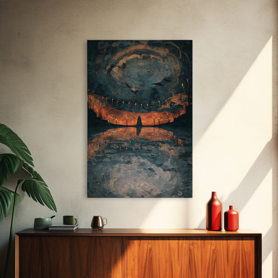 The Cave Oracle, Expressionist Gothic Art, Vertical Wall Art, Gothic Horror Wall Art, Canvas Print, Halloween Wall Art