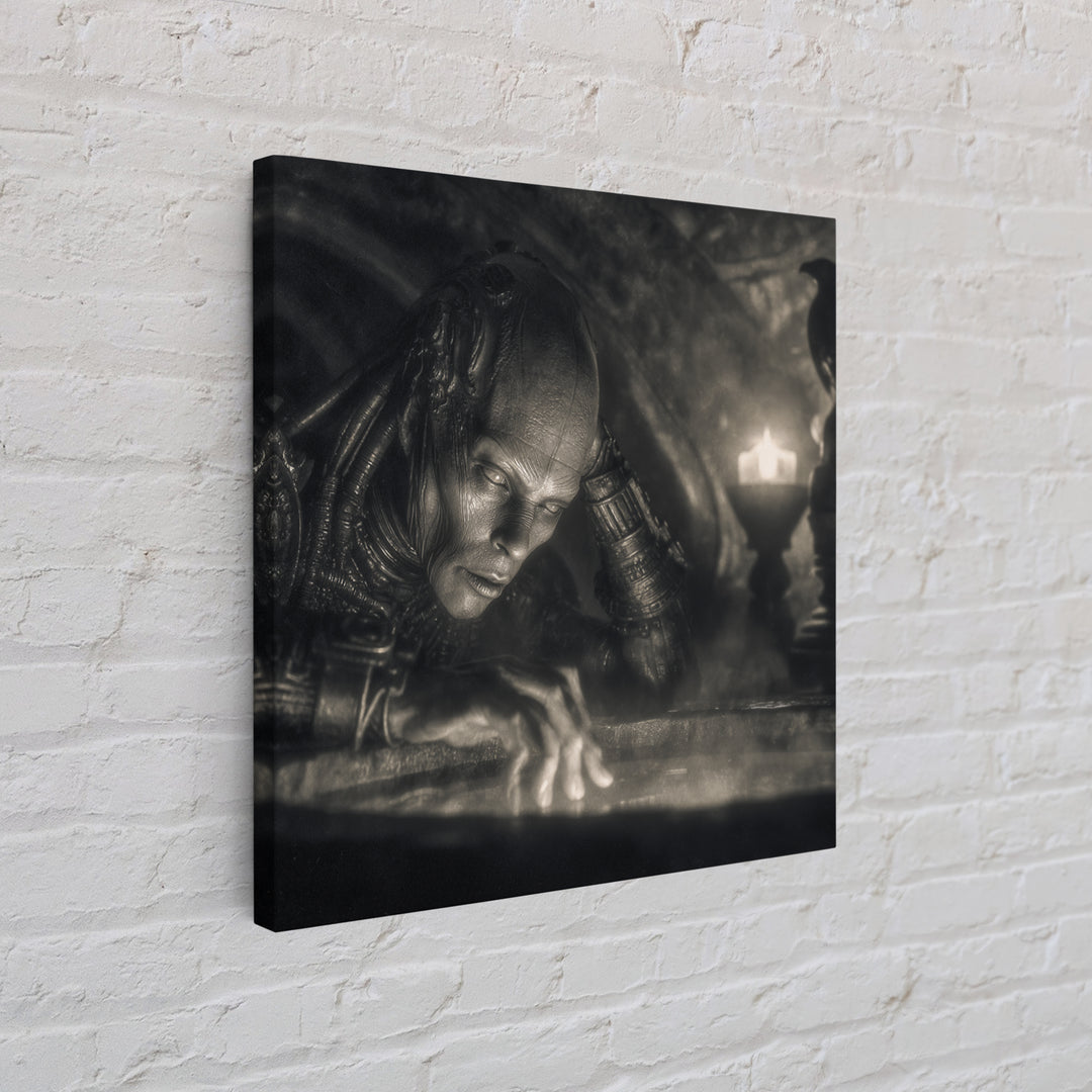 The Cave Oracle, Biomechanical Horror Art, Square Wall Art, Dark Fantasy Wall Art, Canvas Print, Halloween Wall Art, Halloween Decor