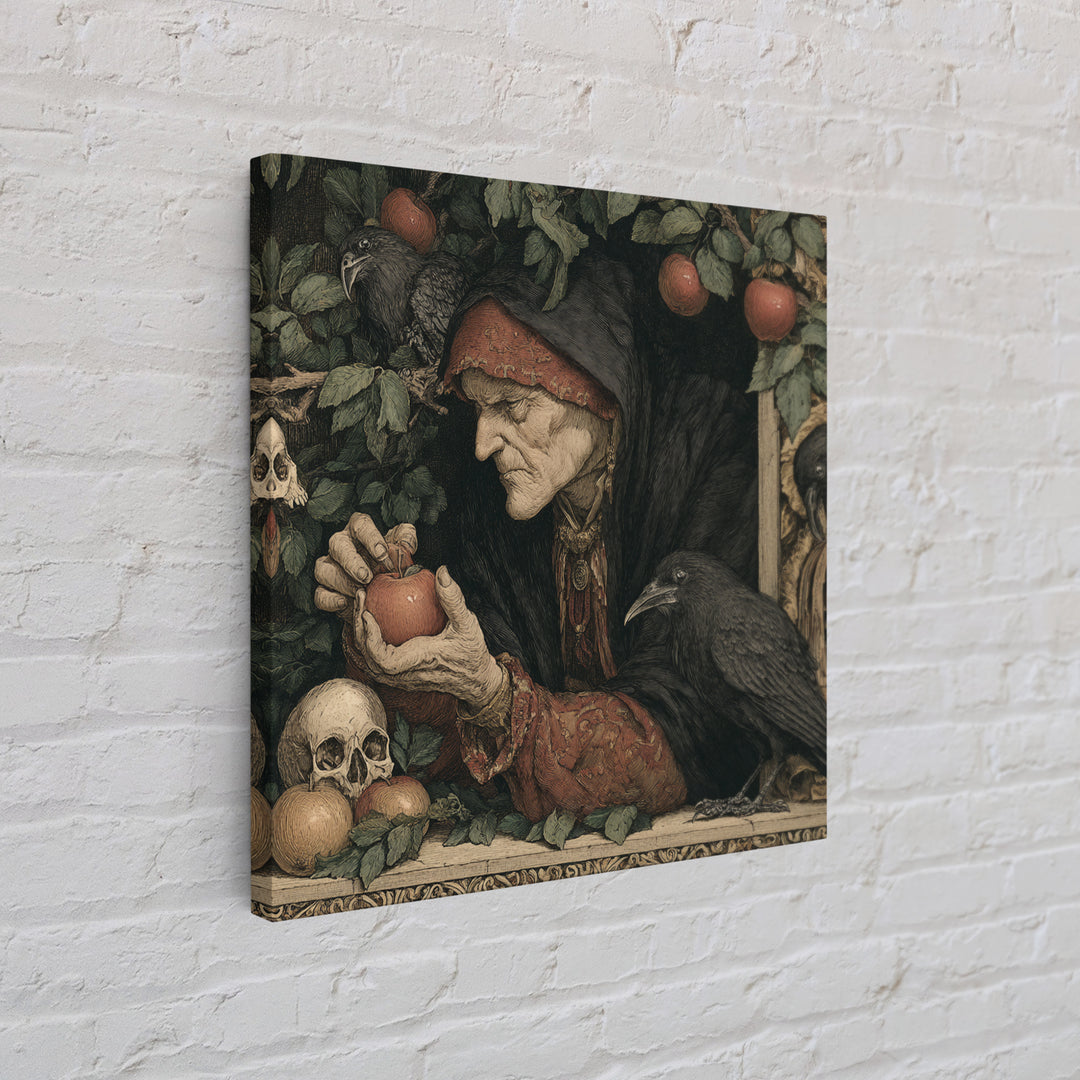 The Orchard Hag, Danse Macabre Art, Square Wall Art, Macabre Wall Art, Framed Canvas Print, Halloween Wall Art