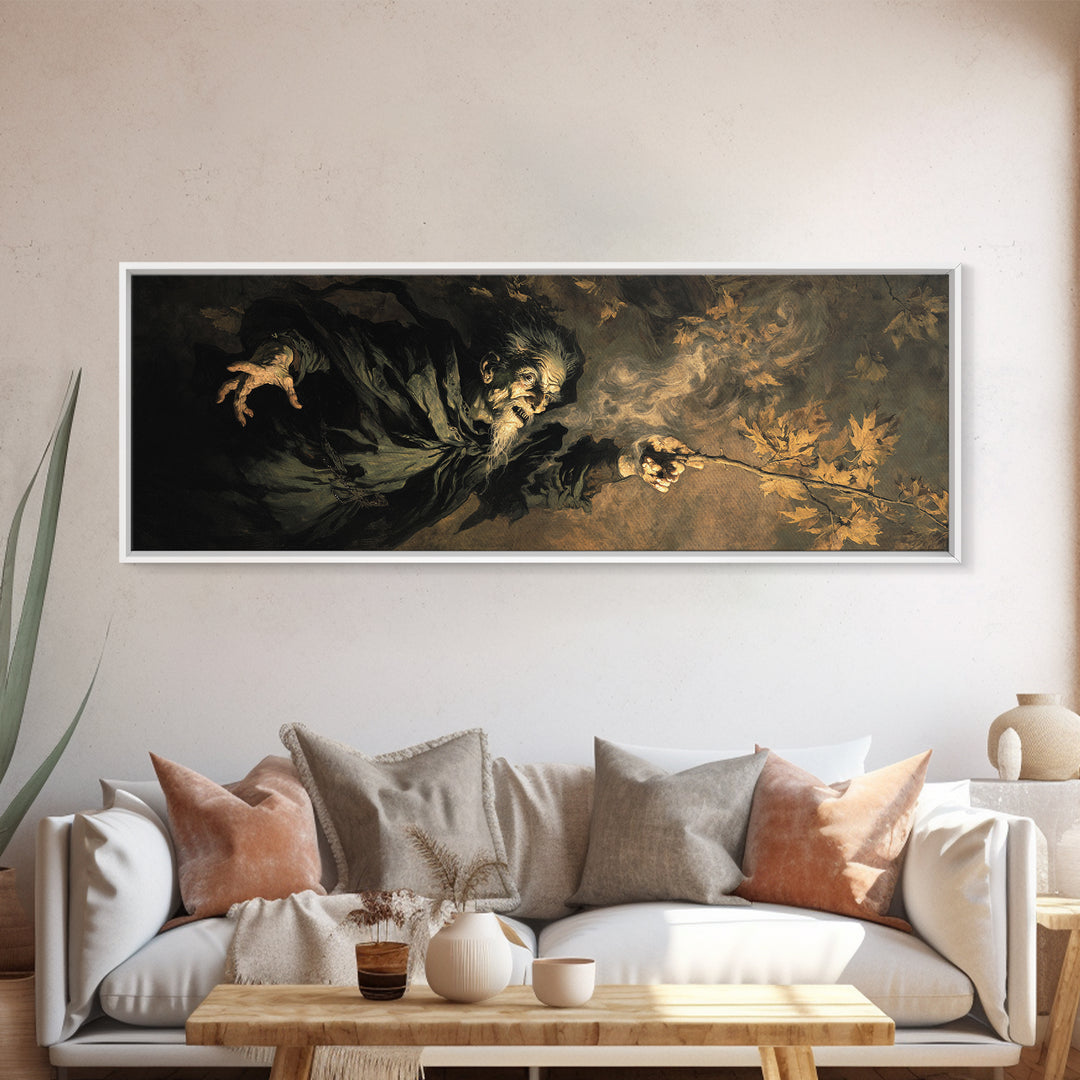 The Orchard Hag, Dark Romantic Horror Art, Extra Wide Wall Art, Dark Fantasy Wall Art, Framed Canvas Print, Halloween Wall Art