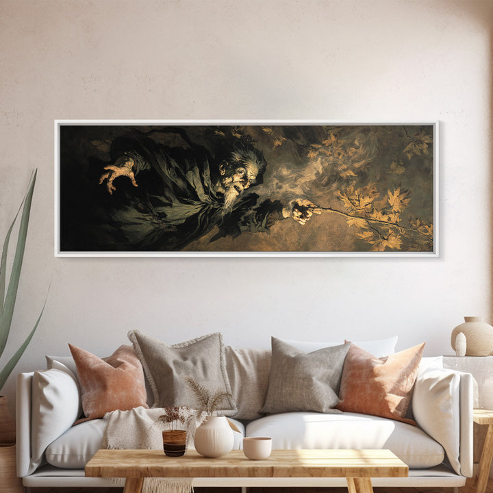 The Orchard Hag, Dark Romantic Horror Art, Extra Wide Wall Art, Dark Fantasy Wall Art, Framed Canvas Print, Halloween Wall Art