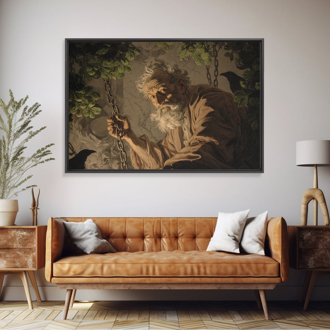 The Orchard Hag, Architectural Etching Art, Landscape Wall Art, Gothic Horror Wall Art, Canvas Print, Halloween Wall Art