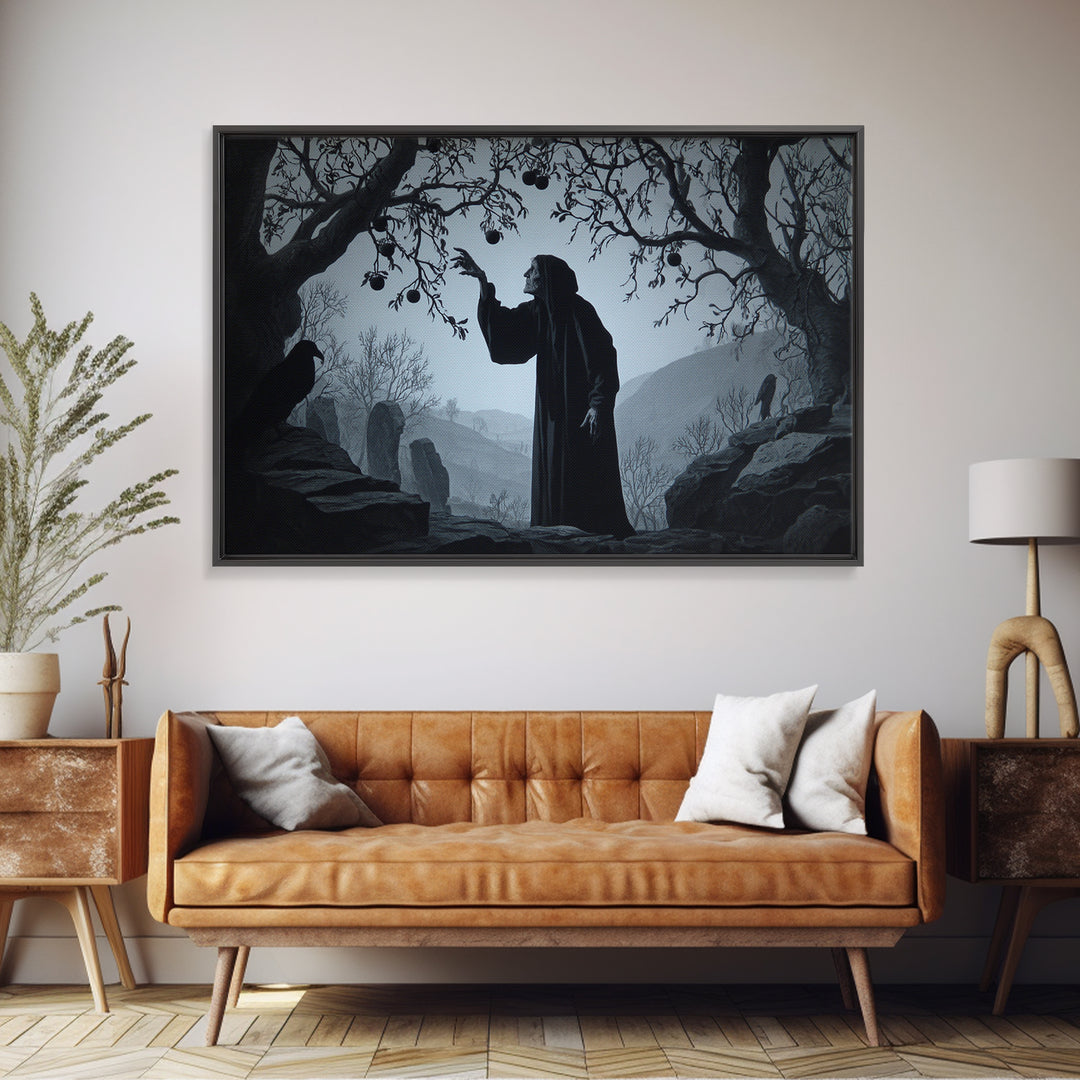 The Orchard Hag, Romantic Gothic Landscape, Landscape Wall Art, Dark Fantasy Wall Art, Canvas Print, Halloween Wall Art