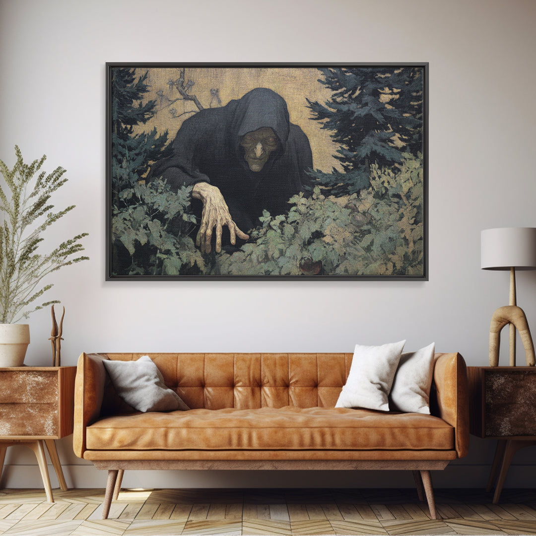The Orchard Hag, Symbolist Gothic Landscape, Landscape Wall Art, Macabre Wall Art, Framed Canvas Print, Halloween Wall Art