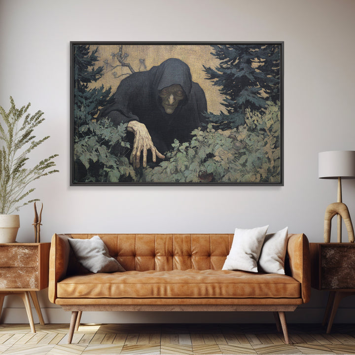 The Orchard Hag, Symbolist Gothic Landscape, Landscape Wall Art, Macabre Wall Art, Framed Canvas Print, Halloween Wall Art