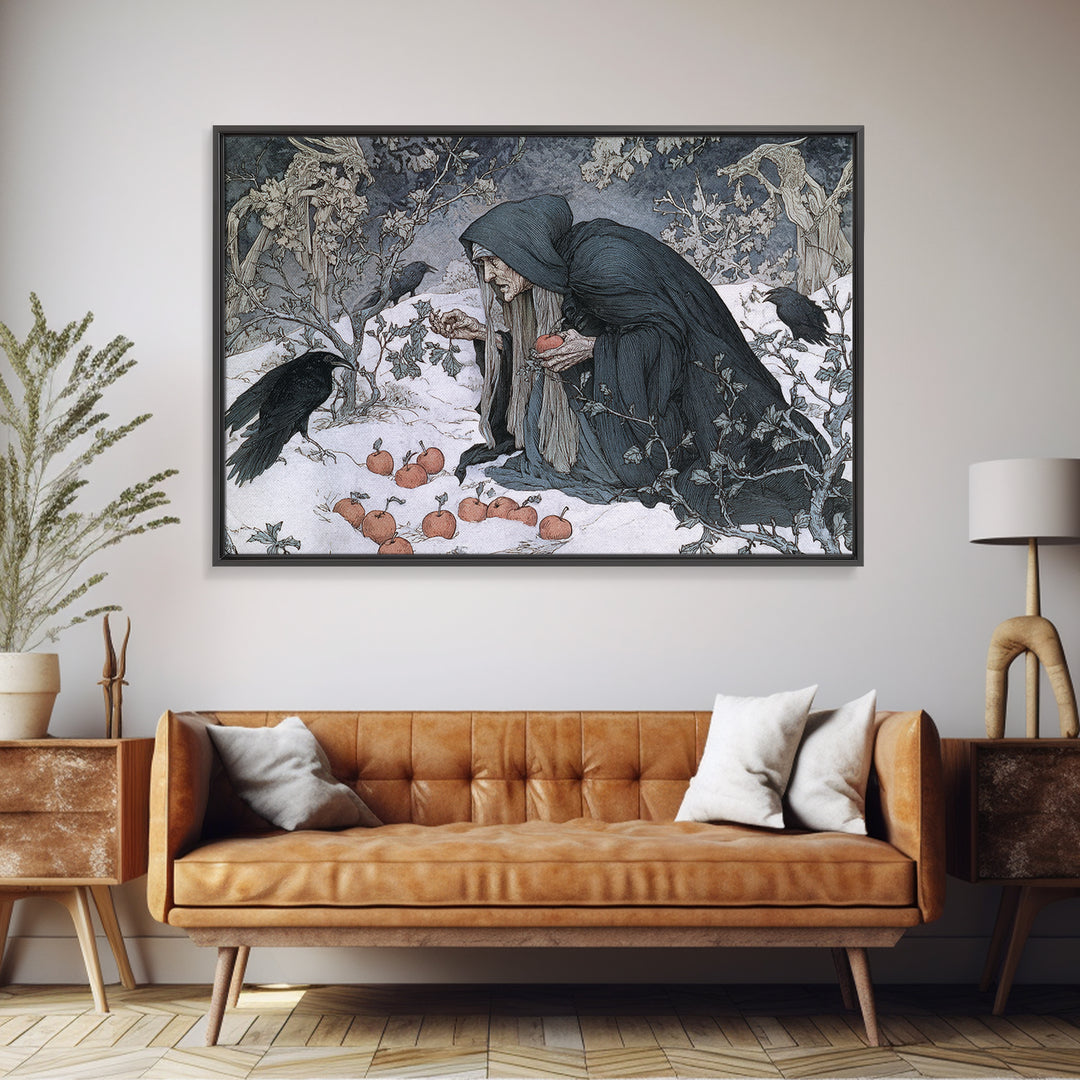 The Orchard Hag, Symbolist Death Art, Landscape Wall Art, Macabre Wall Art, Canvas Print, Halloween Wall Art, Seasonal Home Decor