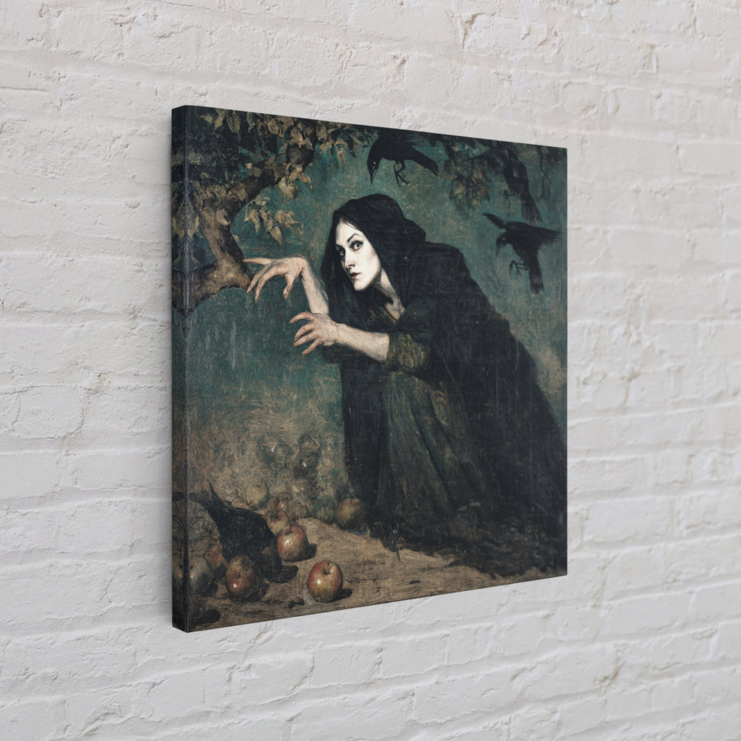 The Orchard Hag, Dark Symbolist Art, Square Wall Art, Macabre Wall Art, Framed Canvas Print, Halloween Wall Art