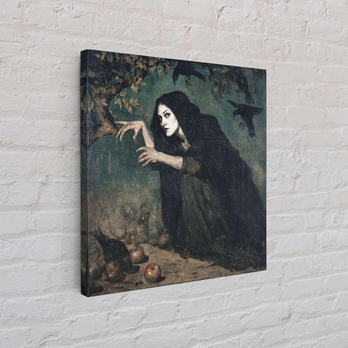 The Orchard Hag, Dark Symbolist Art, Square Wall Art, Macabre Wall Art, Framed Canvas Print, Halloween Wall Art
