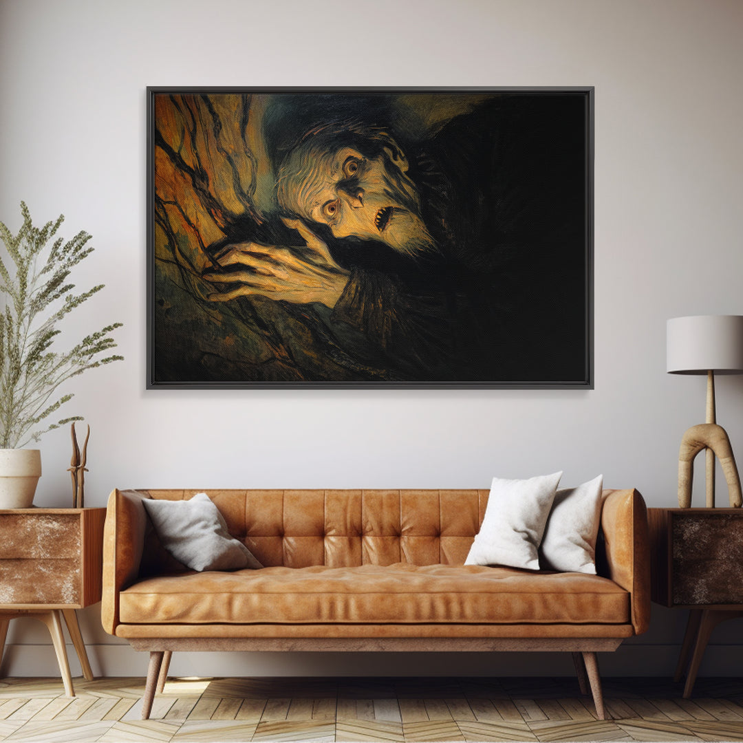 The Orchard Hag, Expressionist Gothic Art, Landscape Wall Art, Macabre Wall Art, Framed Canvas Print, Halloween Wall Art, Gothic Home Decor