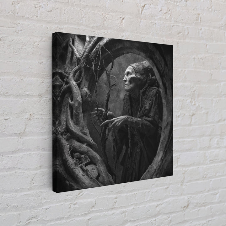 The Orchard Hag, Biomechanical Horror Art, Square Wall Art, Dark Halloween Decor, Canvas Print, Halloween Wall Art, Statement Wall Art