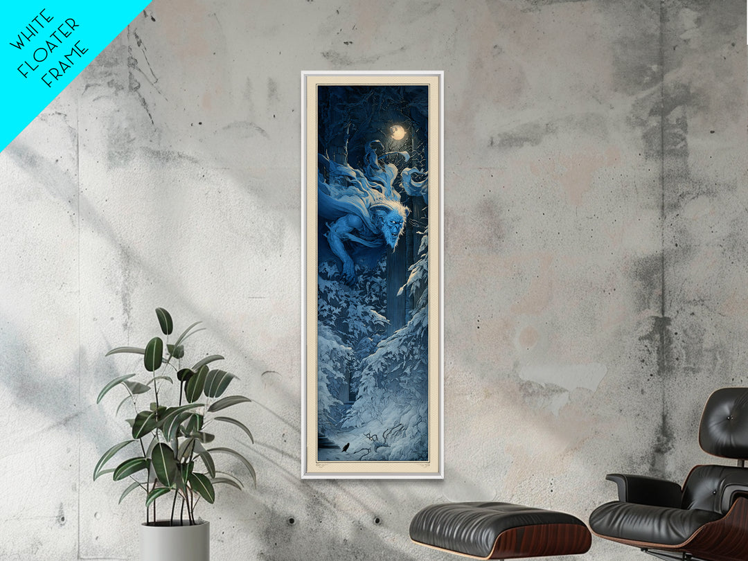 The Frost Goblin, Gothic Engraving Art, Tall Narrow Wall Art, Gothic Horror Wall Art, Framed Canvas Print, Halloween Wall Art