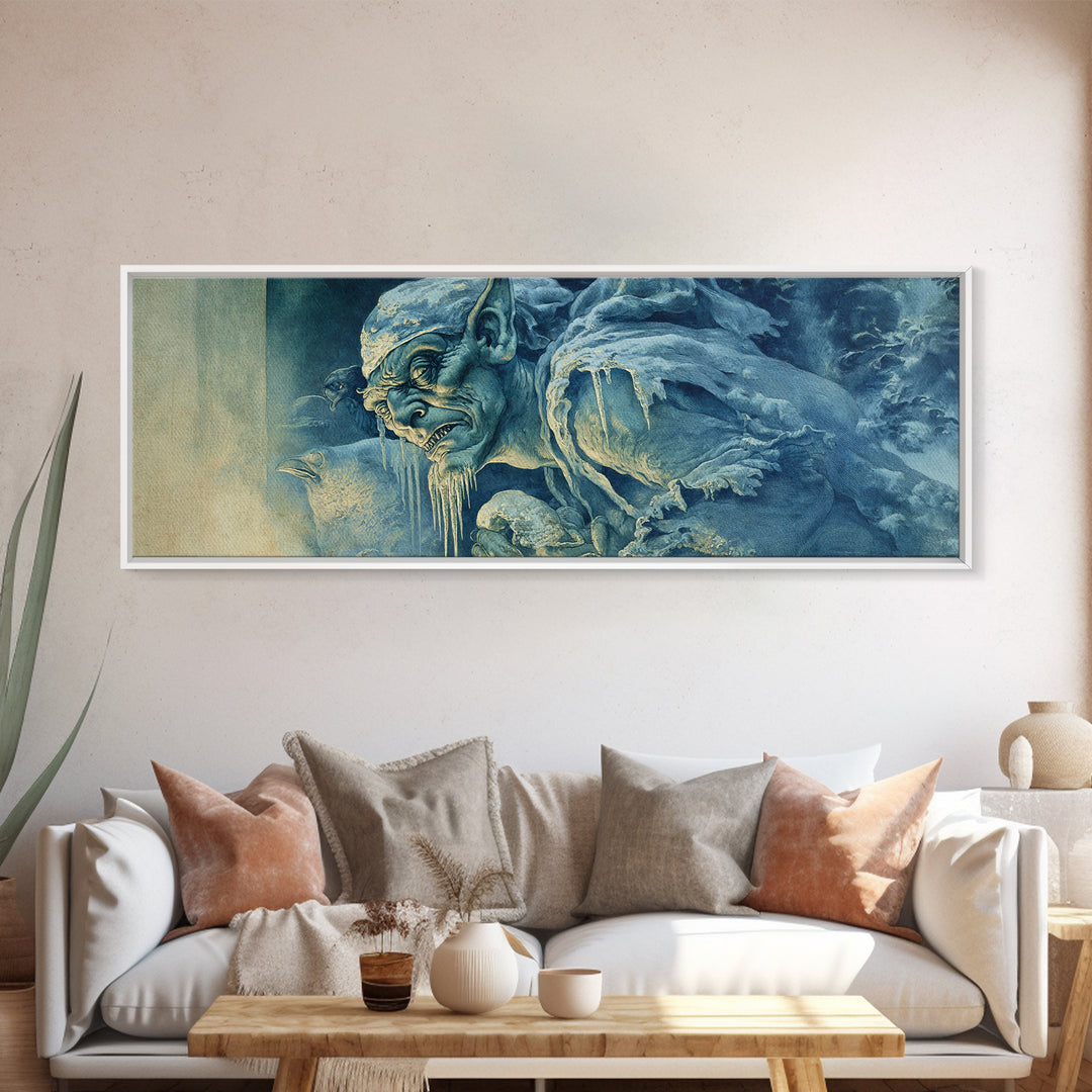 The Frost Goblin, Dark Renaissance Art, Extra Wide Wall Art, Dark Fantasy Wall Art, Canvas Print, Halloween Wall Art