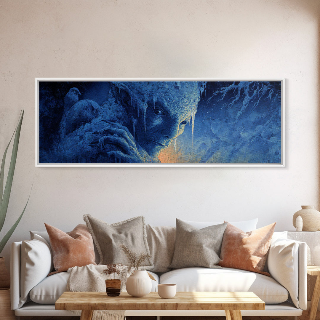 The Frost Goblin, Visionary Gothic Art, Extra Wide Wall Art, Dark Fantasy Wall Art, Canvas Print, Halloween Wall Art, Macabre Wall Art
