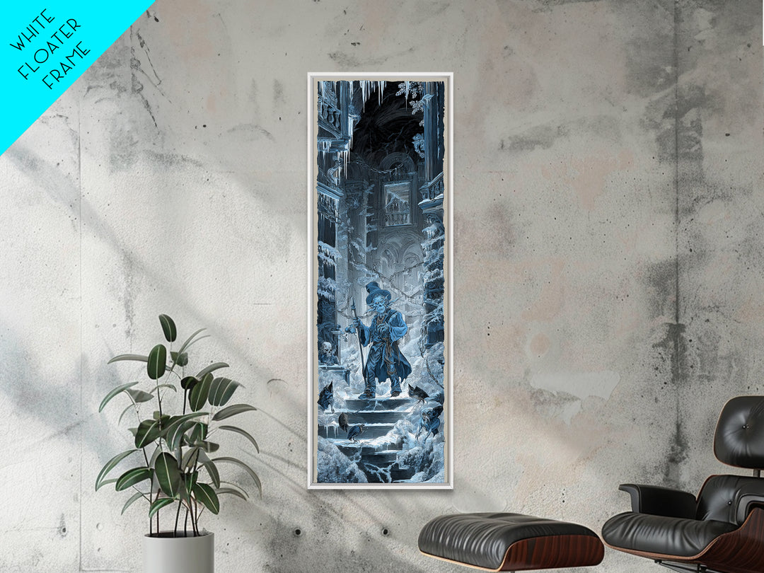 The Frost Goblin, Architectural Etching Art, Tall Narrow Wall Art, Gothic Horror Wall Art, Framed Canvas Print