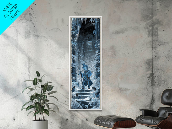 The Frost Goblin, Architectural Etching Art, Tall Narrow Wall Art, Gothic Horror Wall Art, Framed Canvas Print