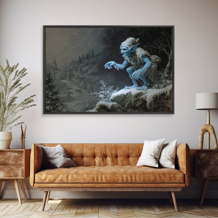 The Frost Goblin, Romantic Gothic Landscape, Landscape Wall Art, Dark Fantasy Wall Art, Framed Canvas Print, Halloween Wall Art