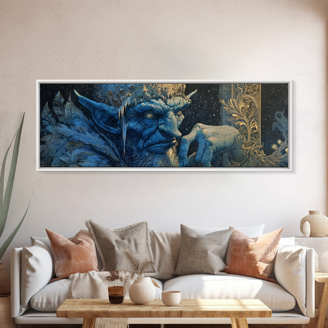 The Frost Goblin, Ornate Symbolist Art, Extra Wide Wall Art, Macabre Wall Art, Framed Canvas Print, Halloween Wall Art