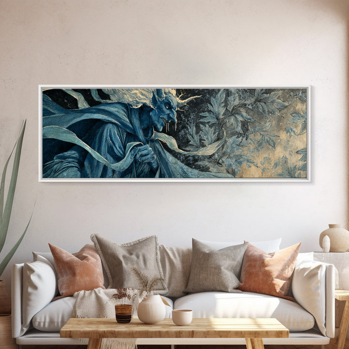 The Frost Goblin, Dark Symbolist Art, Extra Wide Wall Art, Macabre Wall Art, Framed Canvas Print, Halloween Wall Art