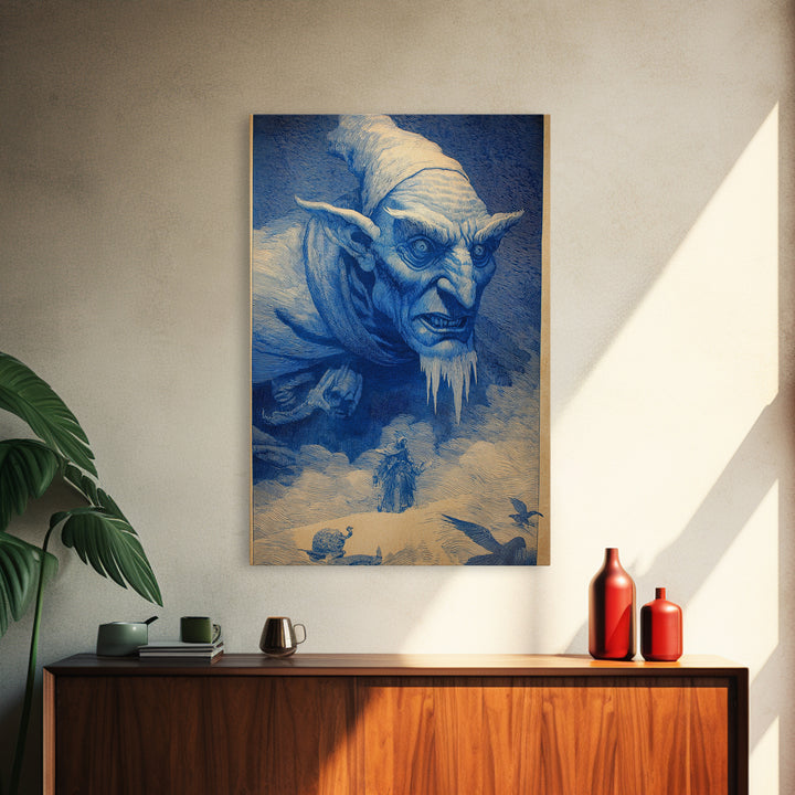 The Frost Goblin, Symbolist Etching Art, Vertical Wall Art, Gothic Horror Wall Art, Canvas Print, Halloween Wall Art, Spooky Wall Decor