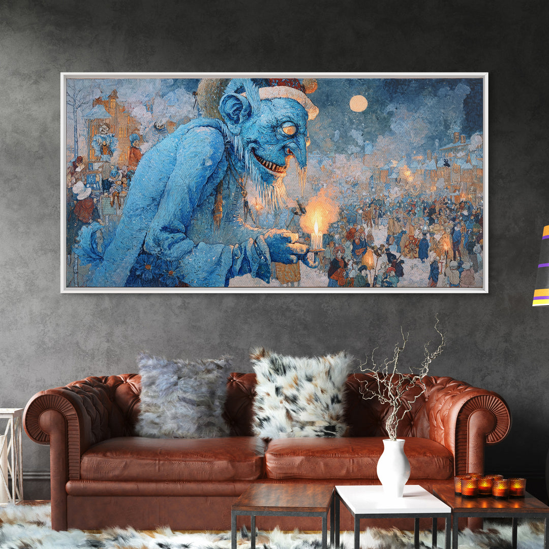 The Frost Goblin, Grotesque Carnival Art, Wide Panoramic Art, Gothic Horror Wall Art, Canvas Print, Halloween Wall Art