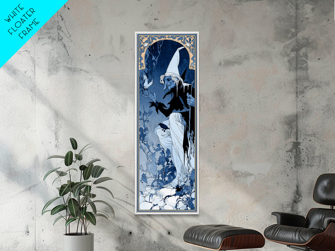 The Frost Goblin, Decadent Line Art, Tall Narrow Wall Art, Dark Fantasy Wall Art, Canvas Print, Halloween Wall Art