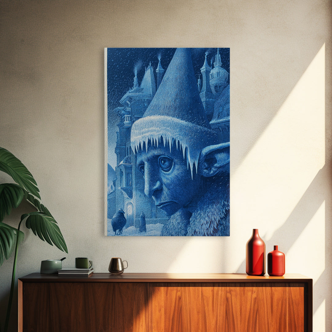 The Frost Goblin, Victorian Macabre Art, Vertical Wall Art, Gothic Horror Wall Art, Framed Canvas Print, Halloween Wall Art