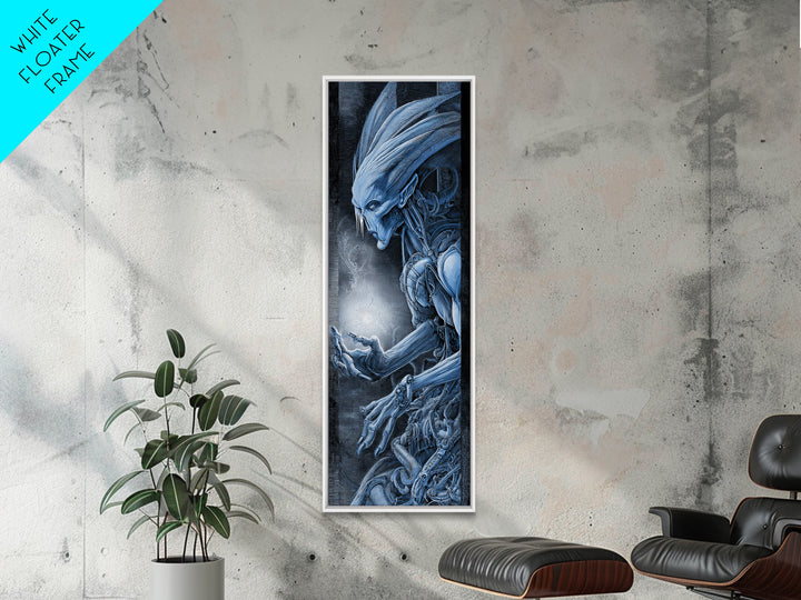 The Frost Goblin, Biomechanical Horror Art, Tall Narrow Wall Art, Dark Halloween Decor, Canvas Print, Halloween Wall Art, Horror Wall Art