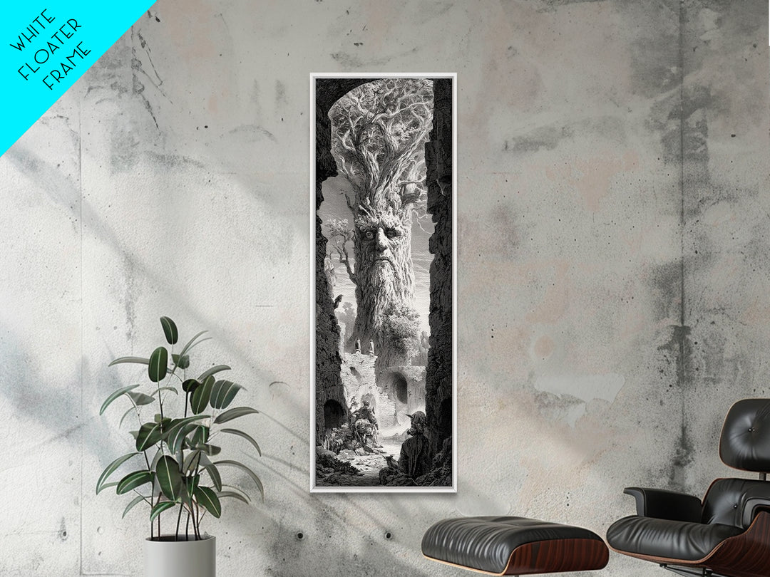 The Hollow-Tree Monster, Gothic Engraving Art, Tall Narrow Wall Art, Gothic Horror Wall Art, Framed Canvas Print, Halloween Wall Art