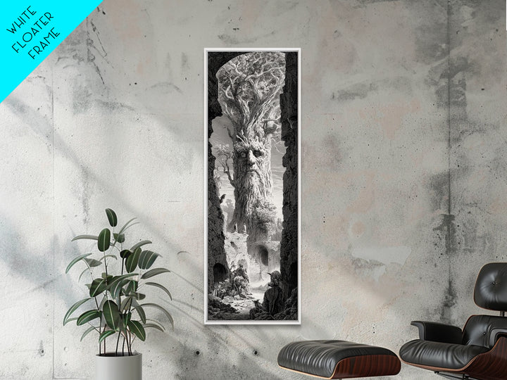 The Hollow-Tree Monster, Gothic Engraving Art, Tall Narrow Wall Art, Gothic Horror Wall Art, Framed Canvas Print, Halloween Wall Art