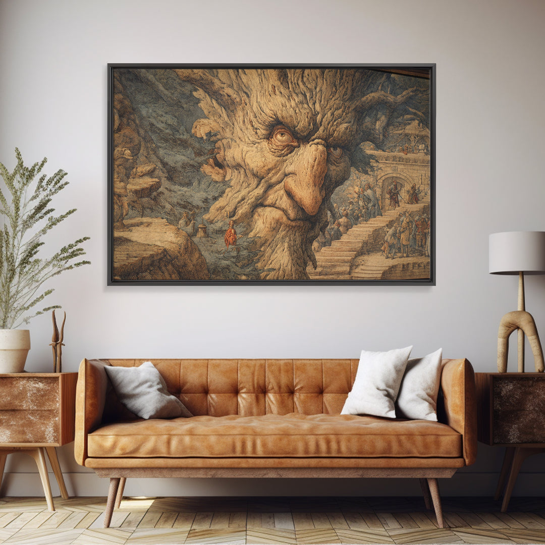 The Hollow-Tree Monster, Medieval Grotesque Art, Landscape Wall Art, Gothic Horror Wall Art, Canvas Print, Halloween Wall Art
